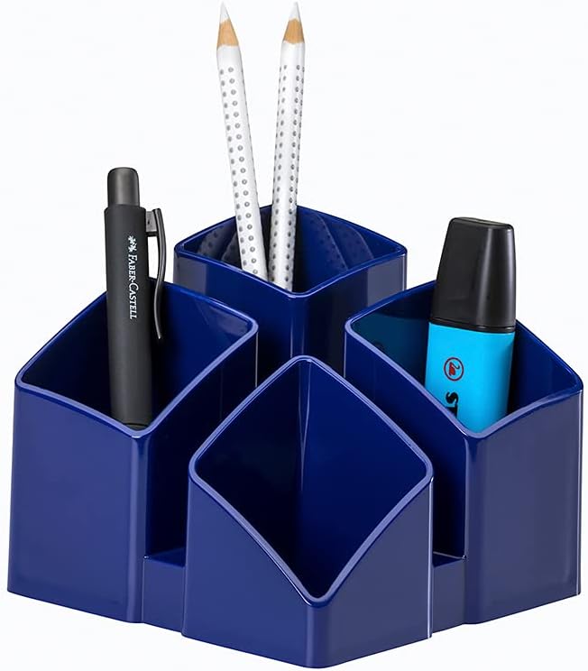 HAN 17450-14, Scala Desk Tidy. Exclusive Design Meets Function: Elegant, Glossy and Expandable. with 4 compartments und Card Holder, Blue