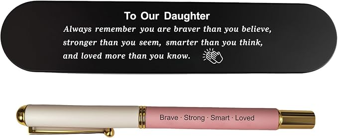 To Our Daughter Gift, Engraved Pen with Encouraging Quote Box, Inspirational Graduation Birthday Gift for Daughter, Black Gel Ink Pen