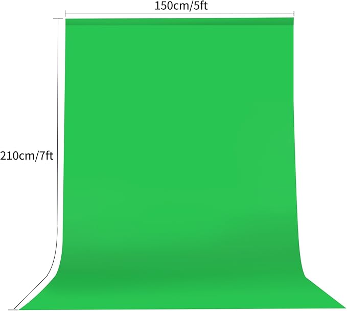 HEMMOTOP Green Screen Backdrop, 5x7 ft Photography Chroma Key Greenscreen Background Sheet for Background Removal, Zoom Meeting, Photo Video Studio, Live Streaming, Video Recording (Backdrop only)