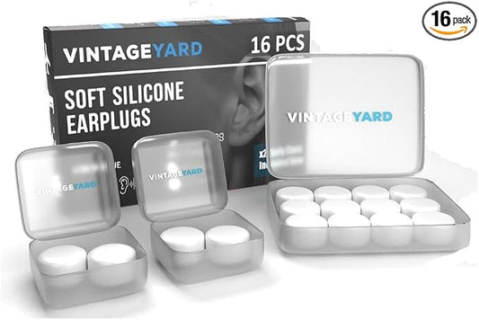 Ear Plugs for Sleeping, Swimming- Soft Noise Cancelling Silicone Gel Wax Earplugs for Sleep and Swimmers, Ear Protection with Sound Blocking Level of 32 Db (White, 16 Count (Pack of 1))