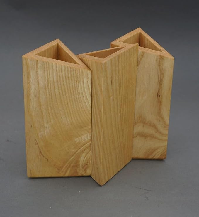 Modern Solid Ash Wood Triangle Pencil Holder, Minimalist Wooden Desktop Pen Organizer Caddy for Office School Home Desk Supplies Storage