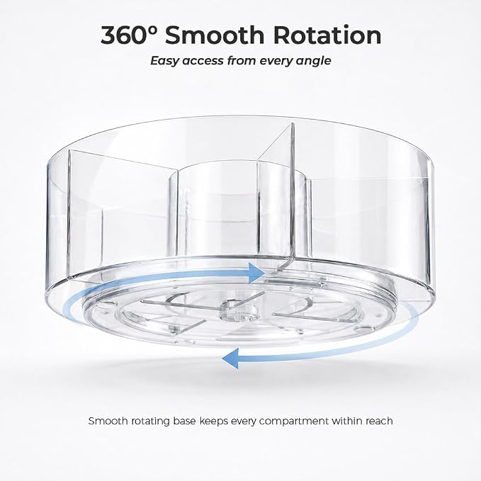 360° Rotating Pen Organizer, Large Clear Acrylic Marker Holder with 6 Compartments, 10" Lazy Susan Pencil Holder for 295 Markers, Colored Pencils, Crayons, Makeup Brushes & Desk Supplies