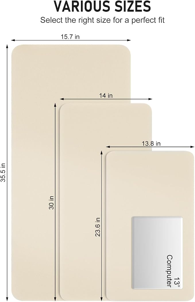 Desk Pad, 30" x 14" PU Leather Non-Slip Desk Mat Large Mouse Pad for Desktop, Waterproof Laptop Computer Writing Mat for Office, Home, Work, Gaming, Beige