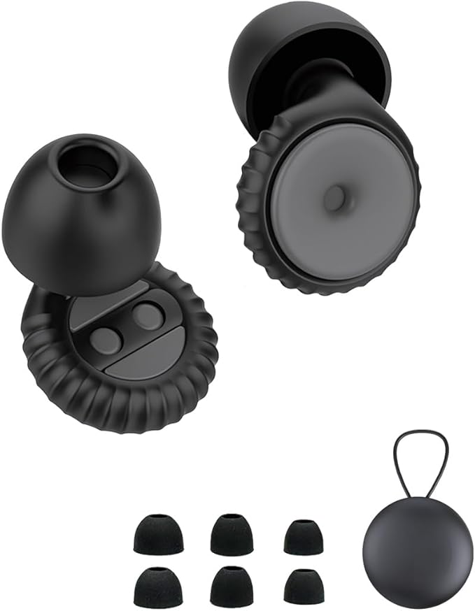 Ear Plugs for Sleeping Noise Cancelling EarPlugs Reusable Ear Concert Protection for Musicians,Rave,Focus,Moto and Sleep 25dB Silicone Earplugs Noise Reduction 8 Pair Ear Tips (XS/S/M/L) Black