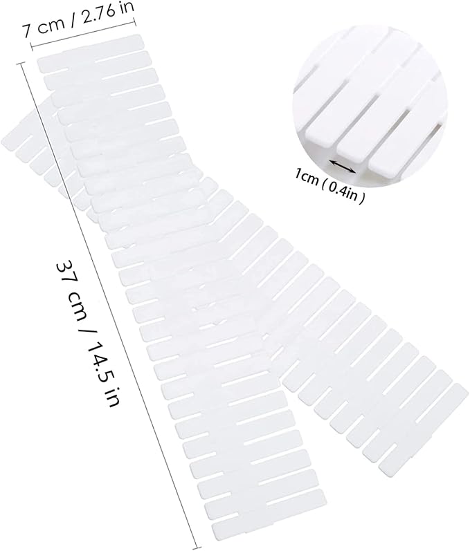 24 Pcs Drawer Divider Adjustable DIY Storage Organizer Separator for Tidying Clutter Cutlery Underwear Socks Clothes Dresses Desk & Box in Kitchen Bathroom Bedroom Office (Cut at Will)