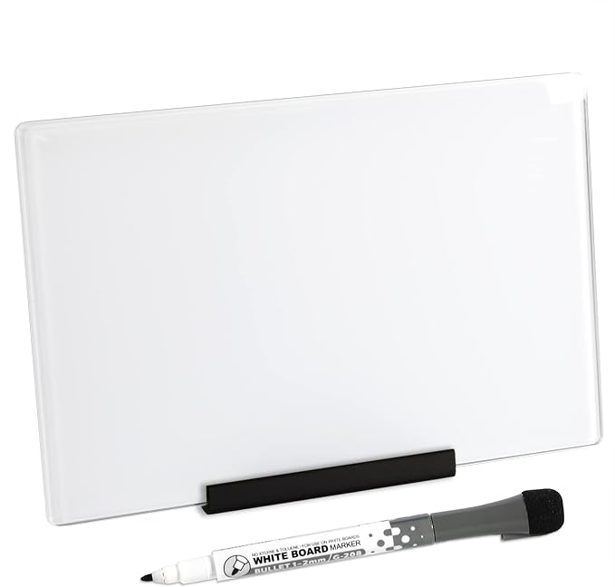 Glass Dry Erase Desktop Doodle Board with Stand and Fine-Tip Marker (White, 6" x 9") – Home, Office & Studio Organization