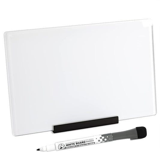 Glass Dry Erase Desktop Doodle Board with Stand and Fine-Tip Marker (White, 6" x 9") – Home, Office & Studio Organization
