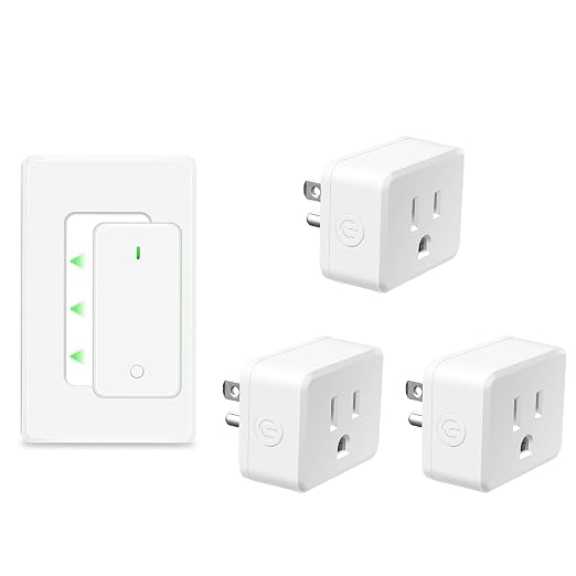 NineLeaf Wireless Remote Control Outlet Plug Kit, 3 Square Plug-in Light Outlets with 1 Switch,15A/1500W, No Wiring, 500ft RF, Light Switch for Lamps Household Appliances