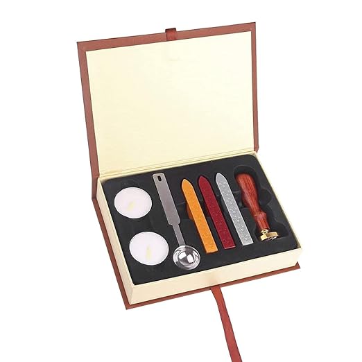 Wax Seal Stamp Kit Seal Stamp Set for DIY Craft Invitations Letters Vintage Waxing Gift Box Set