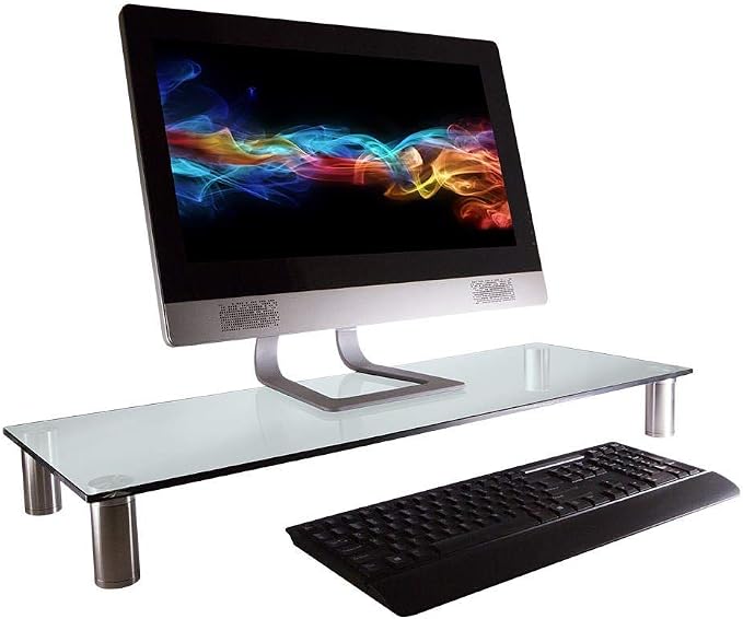 Monoprice 116356 Multimedia Riser Desktop Monitor Stand - Clear Glass, Large 30.8 x 11 Inches - Workstream Collection, 30.8" x 11.0"