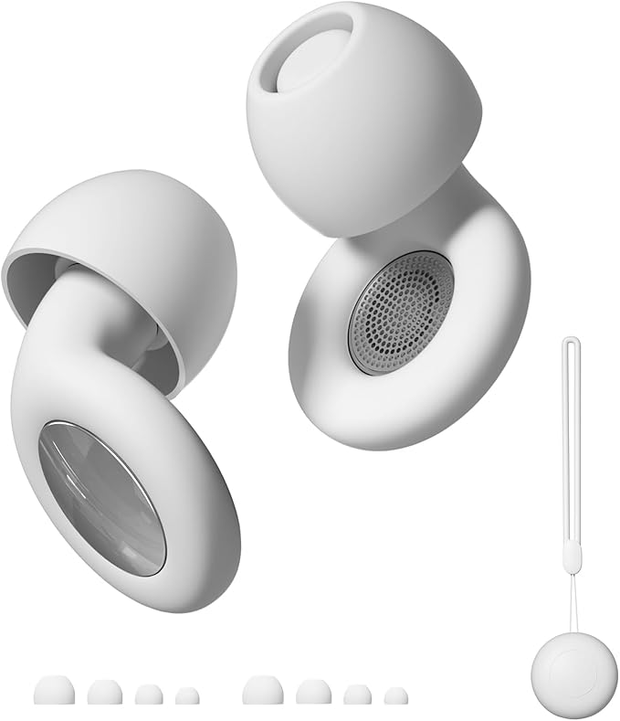 Ear Plugs for Sleeping Noise Cancelling, Perfect -30dB Reusable Silicone Earplugs for Noise Reduction, Hearing Protection Ear Plugs for Focus, Study, Work, Sleep – 4 Size Eartips in XS/S/M/L-White