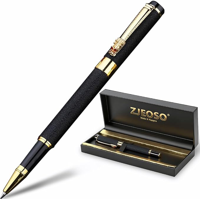Nice pens for writing | Nice Rollerball Pens with Dragon Design, Elegant Gift Pen,for Men & Women Office & Signature Writing Pen, Refillable Black Ink Business Pen (Black)