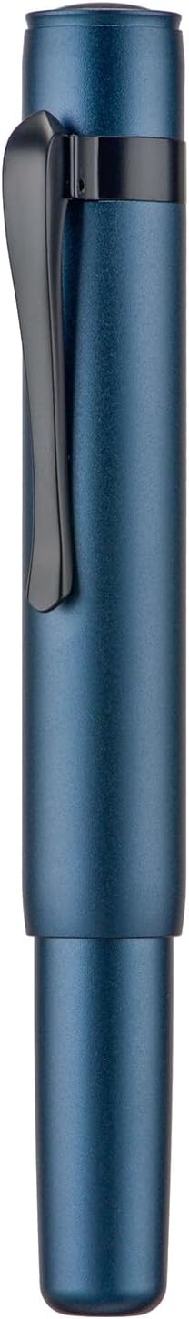 HONG DIAN M2 Black Forest Mini Fountain Pen, Bent Nib & Sleek Shape Aluminium Short Pocket Travel Pen (Midnight Blue)