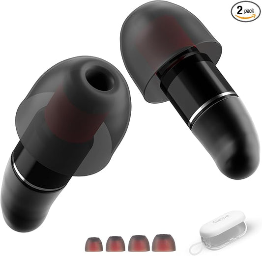 EarPlugs for Sleeping Noise Cancelling, Reusable Silicone Ear Plugs, Noise Reduction Earbuds for Travel, Concerts, Deep Focus, Hearing Protection Headphones, 85% 40dB Noise Reduction (Black)