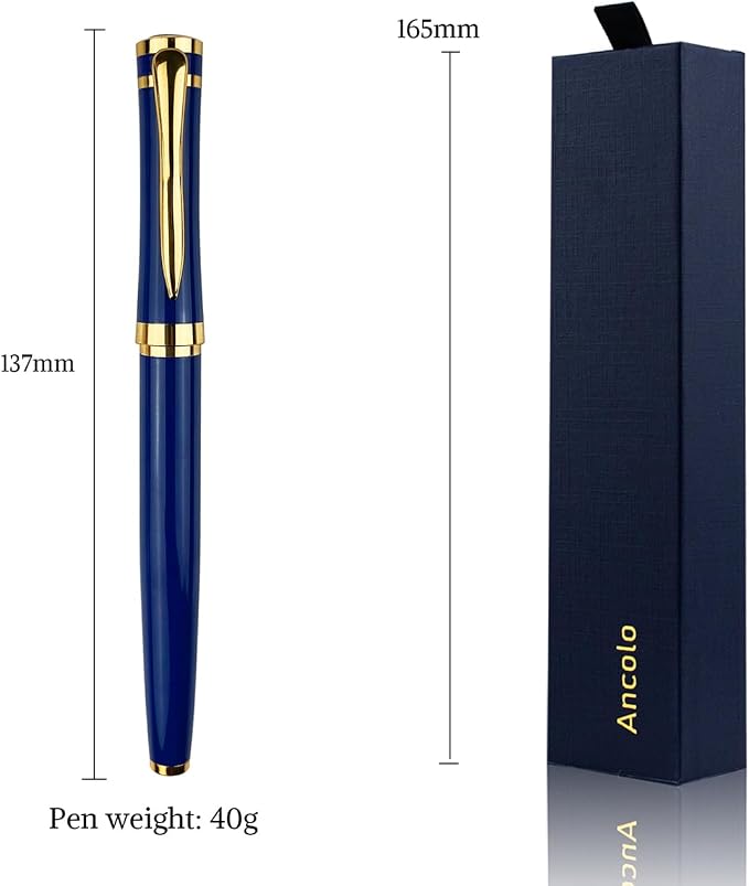 Ancolo Blue Ballpoint Pens - Modern, Classy, and Functional - Engraved with Your Message - Perfect for Groomsman, Wedding Party, Graduation, Christmas, Mother's Day