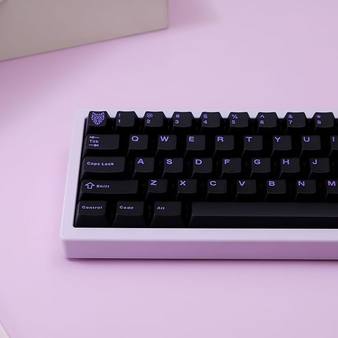 Sumgsn 114 Keys Translucent Keycaps Cherry Profile Doubleshot Black Purple Keycap Set Fit for 60% 65% 75% Cherry Mx Switches Mechanical Keyboards