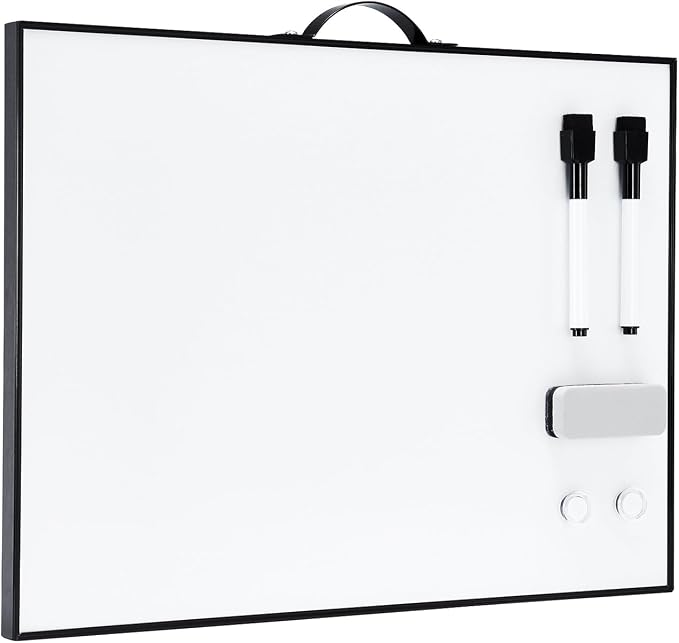 TSJ OFFICE Small White Board - 12 X 16 Inches Portable Aluminum Frame Magnetic Dry Erase Board with Holder, to Do List Notepad for Office, Home, School