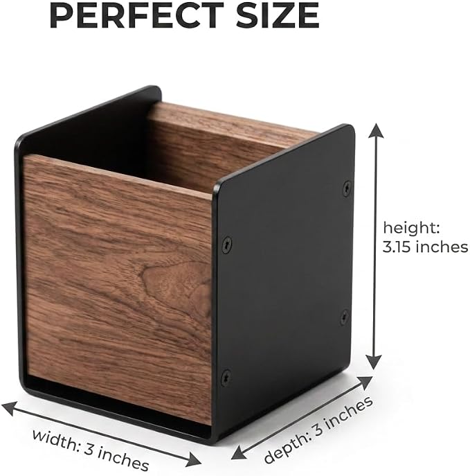 Walnut Desk Organizer, Minimalist Pencil Holder for Office Desk | Walnut Wood Design Minimalist Desk Organizer Multi-Purpose Storage Office & Home Use Modern Desk Decor