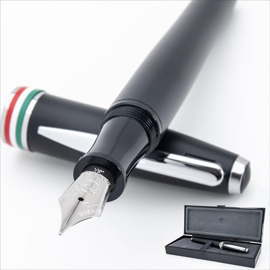 Monteverde USA Aldo Domani Italia Fountain Pen Matte Black – Medium Nib – Free Ink Bottle, Converter & Cartridges – JoWo German Nib – Gift-Boxed Executive Pen