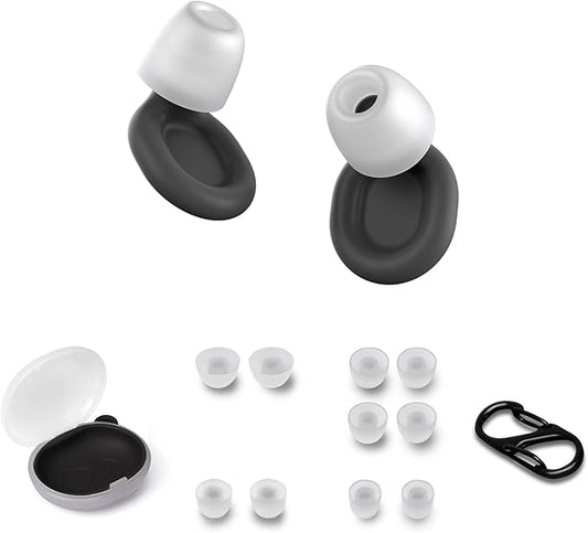 Soundary Ear Plugs for Sleep, Supportive Silicone Noise Cancelling Earplugs for Side Sleepers, Medium-Firm Fit, 26dB (SNR) Noise Reduction Earbuds for Travel, Focus, Tinnitus Relief (Black, One Size)