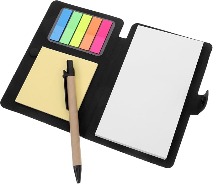 TOVINANNA Multifunctional Notebook with Pen Holder, Business Notepad Set including Notes and Lined Paper, Small Portable Note Pad for Work, School and Daily Planning, Black
