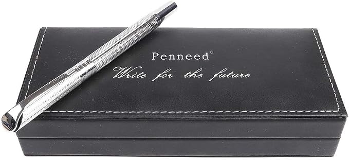 Penneed Rollerball Pen Gift Set for Men Women Executive Home Office Use, with Gift box Refillable 0.7mm Black Ink G5(Elegant Sliver)
