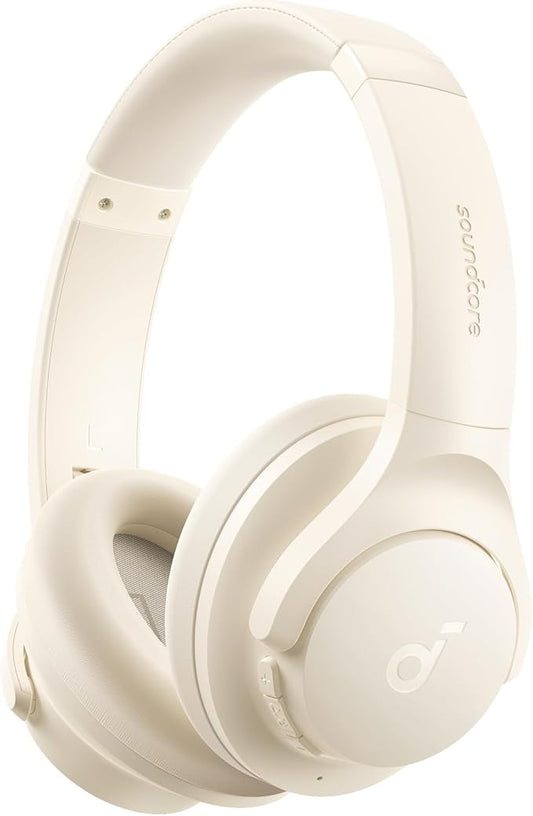 Soundcore by Anker Q20i Hybrid Active Noise Cancelling Headphones, Wireless Over-Ear Bluetooth, 40H Long ANC Playtime, Hi-Res Audio, Big Bass, Customize via an App, Transparency Mode (White) (Renewed)