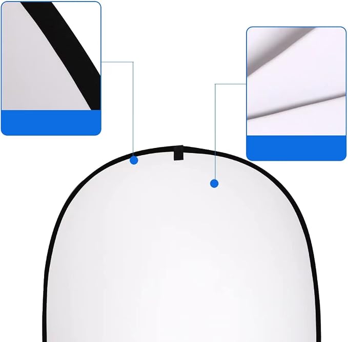 5 * 6.5 ft (2mX1.5m) 2 in 1 Polyester Muslin Black White Collapsible Backdrop Pop-Up Portable Collapsible Reversible Photography Background with Carrying Bag