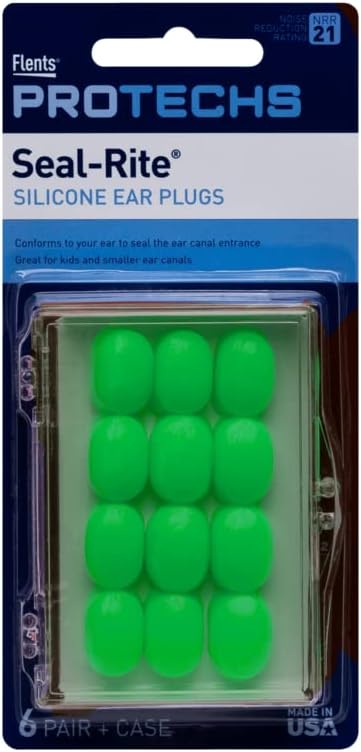 Flents Protechs Seal-Rite Silicone Moldable Ear Plugs for Pool, Ocean, Water, Sports, Green, 6 Pairs, Made in the USA