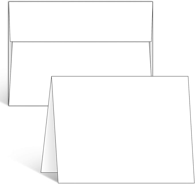 Ohuhu Blank White Cards and Envelopes 100 Pack - 5" x 7" Heavyweight Folded Cardstock and A7 Envelopes for DIY Greeting Cards Wedding Birthday Invitations Baby Shower Thank You Cards and All Occasions