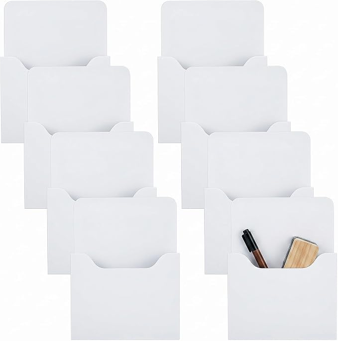 Gilprop 8 Pack Magnetic File Holder, 5"x7"x1.2" Magnetic Wall File Folders for Whiteboard, Hanging Classroom Organizer Storage, Refrigerator Magazine Holder for Mail Letters Paper Desk Office