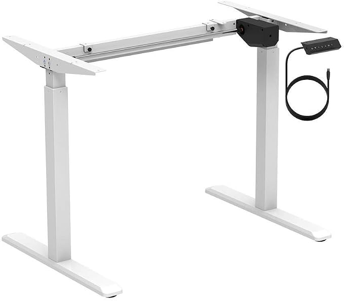 Monoprice 131291 Height Adjustable Sit-Stand Riser Table Desk Frame - White With Electric Single Motor, Compatible With Desktops From 39 Inches Up To 63 Inches Wide - Workstream Collection