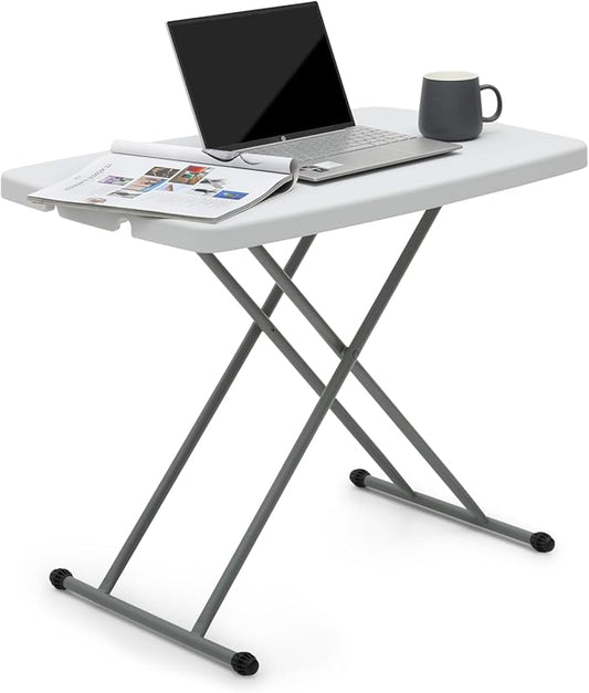 Athena Collection Folding TV Tray Couch Table 29 Inch Wide with 4 Height Adjustable, Portable Small Folding Table Dinner Tray Laptop Table for Living Room Small Space for Eating on Bed Sofa Couch