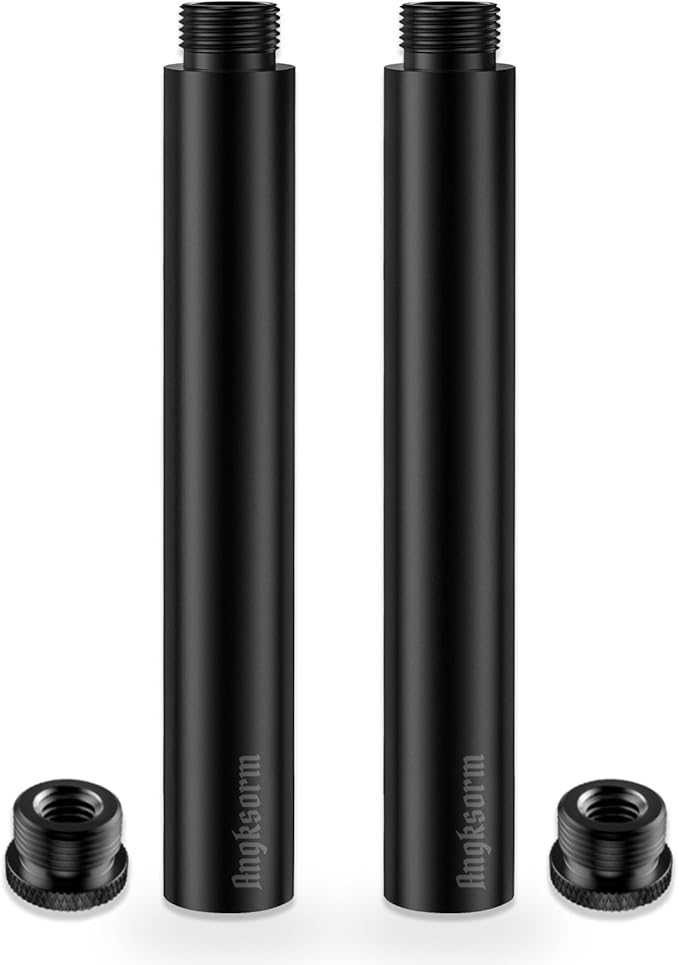 6-INCH Mic Stand Extension Tubes/Rods Parts (2PCS), Universal 5/8-27" Thread, Fits Most Mic Booms, Gooseneck Arms, Bases - KE26XL