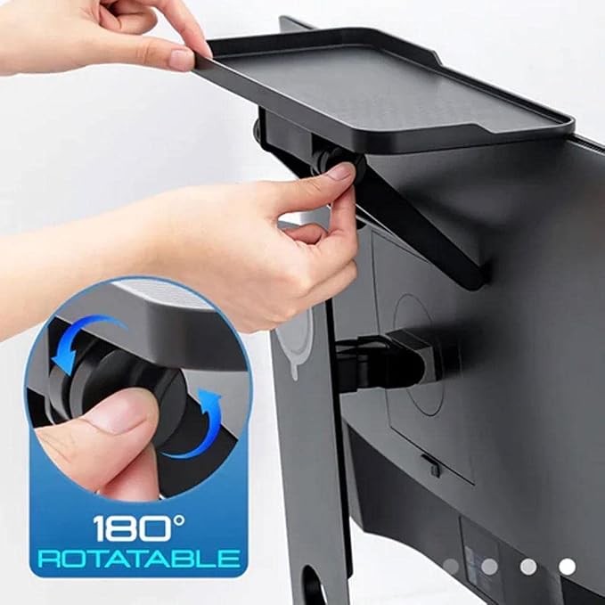Bodur Top TV Monitor Shelf - Multifunctional Headboard Cable Box Holder , Ideal for Behind Computer, DVD Player and Television Screen Stand Mount with Shelves & Shield Pro Attachment