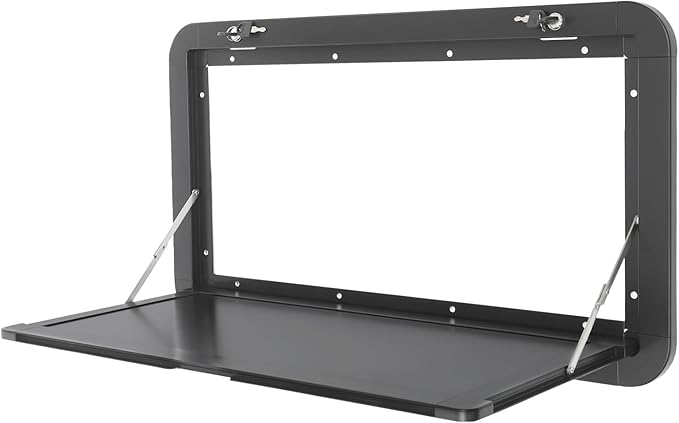 RV Caravan Picnic Folding External Table, Wall Mount Flip Fold Down Desk, Floating Desk Shelf for Camper Van Traile, Wall Mounted Hanging Dining Table Computer Workstation (Black)