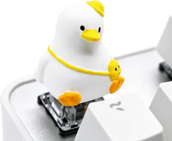 Artisan Keycaps, Cute Duck Custom Cover Caps for MX Mechanical Keyboard, Resin Handmade 1U Replacement for Esc Del Arrow Key (White)
