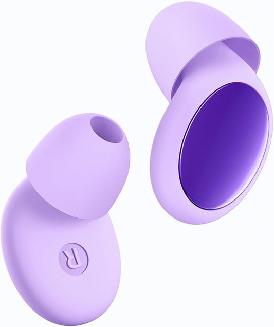 Ear Plugs for Sleeping 45dB Noise Cancelling Ear Plugs for Noise Reduction & Snoring, Concerts, Earplugs for Sleep,Sider Sleepers Airplane, Silicone Earplugs Reusable Concert Ear Plug+8Tip Violet
