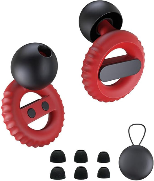 Ear Plugs for Sleeping Noise Cancelling EarPlugs Reusable Ear Protection for Musicians,Rave,Focus,Moto and Sleep 25dB Silicone Earplugs Noise Reduction 8 Pair Ear Tips (XS/S/M/L) Red-Black