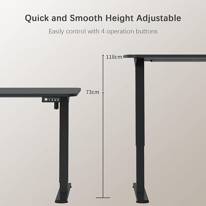 Furmax Electric Height Adjustable Standing Desk Large 40 x 24 Inches Sit Stand up Desk Home Office Computer Desk Memory Preset with T-Shaped Metal Bracket, Black