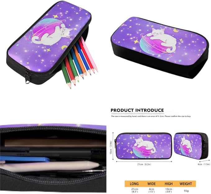 Ystardream Starry Sky Cat Backpack for Girls School Backpack With Lunch Box 17 Inch School Bags for Girls Students 14 inch Laptop Bookbags for Teens 4 in 1 Pencil Case&Water Bottle Sleeve Set