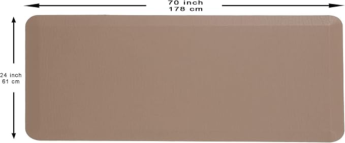 Mabel Home Anti Fatigue Floor Mat- 3 Size(20x32 & 20x39 & 24x70),16 Colors - Standing Desk Mat-Kitchen Floor Mat-Stain ResistantHome Non-Slip Bottom, Extra Soft (Brown, 24" x 70")