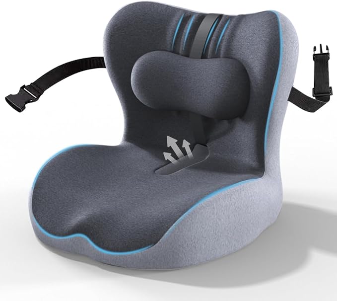 Memory Foam Seat Cushion for Office Chair,Sciatica Pain Relief Coccyx Cushion for Tailbone Pain,Orthopedic Gel Seat Cushion for Car,Non-Slip Bottom and Breathable Cover (Black,Grey)