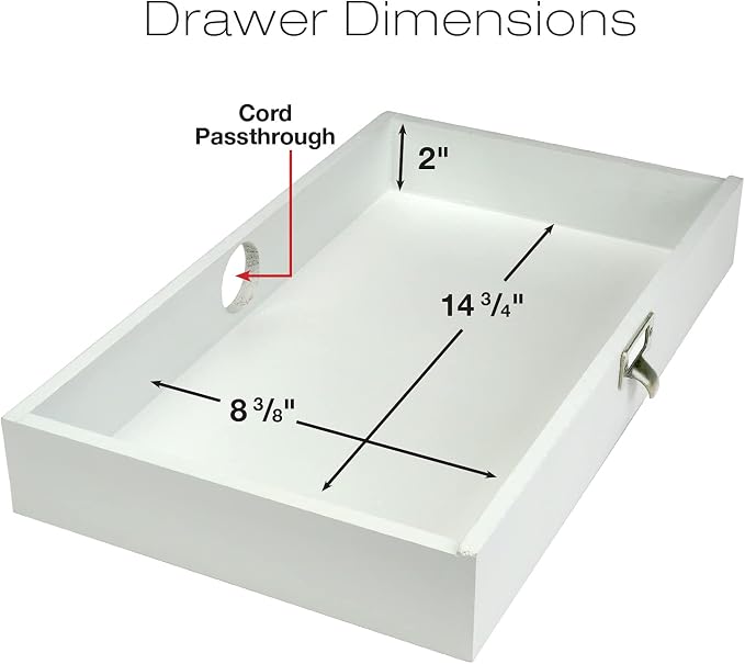 EXCELLO GLOBAL PRODUCTS Wooden Monitor Stand: Includes Drawer for Desktop Organization of Notebooks, Pens, Pencils & Office Supplies (White)