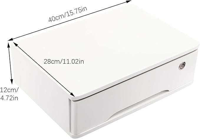 Desktop Storage Box with Lockable Drawer, Office Supplies Drawer Organizer, Wooden Desk Organizer, Small Bamboo Storage Box for Desk, Modern Desktop Drawer Organizer (White)