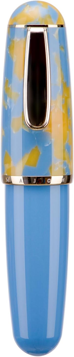 Lanxivi Majohn Q1 Fountain Pen Extra Fine Point Sky Blue Acrylic, Little Fat Man Eyedropper Filling Pocket Pen Large Capacity