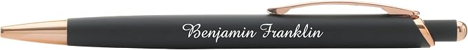 Custom Pens Gift Set - 2 Pack of Majestic Rose Gold Pens - Soft Touch Metal w/gift box - Luxury Ballpoint Pen Personalized Engraved with Name | Perfect for Him or Her (Black - Black)