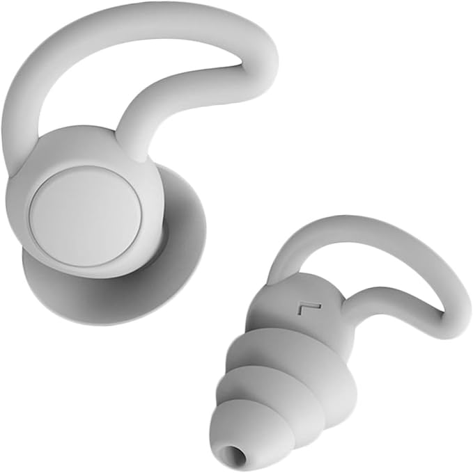Noise Reduction and Studying Soft Reusable Silicone for Adults Women Men Lightweight Noise-Blocking Ear Protectors for Work and Travel Grey