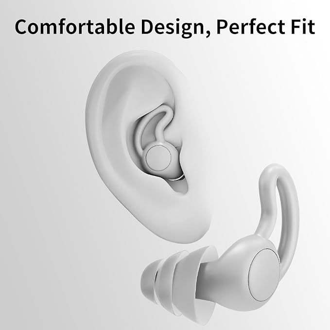 Noise Reductution Ear Plugs, NRR 40dB Ultra Comfortable Silicone Reusable Ear Plugs for Sleeping, Snoring Swimming, Studying, Concerts, Noise Cancelling and Hearing Protection