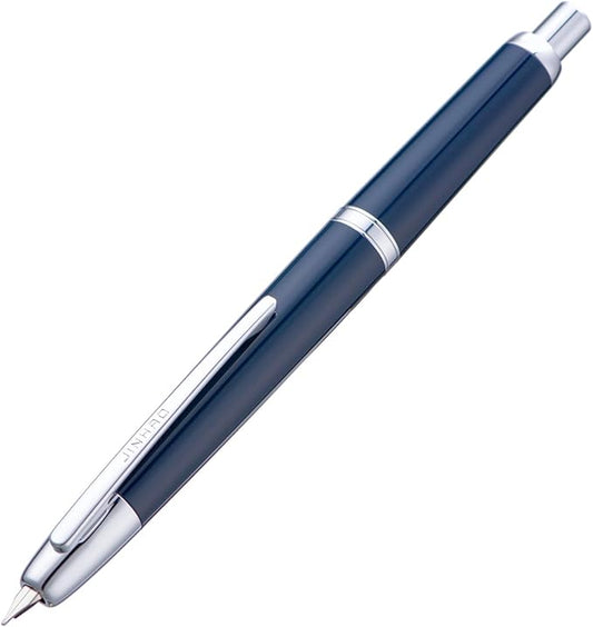 Jinhao 20 Press Fountain Pen, Dark Blue Retractable Fine Nib with Ink Converter Set (Silver Clip)